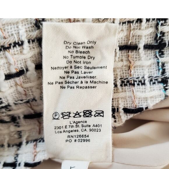 L'Agence Kenzie Blazer Tweed Double Breasted Gold Buttons Ivory Multi Size 8 - Picture 10 of 10